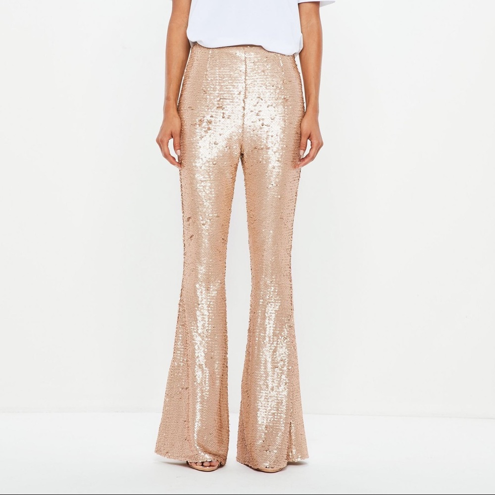 Peace + Love Gold Sequin Flared Pants